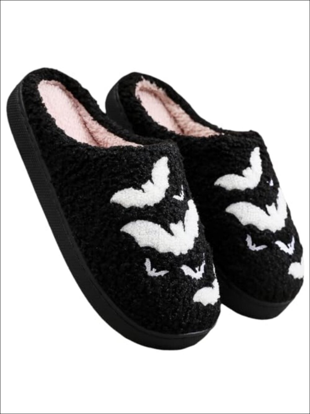 Women's Plush Memory Foam Festive Slippers Ghost Bat Christmas Slip-On House